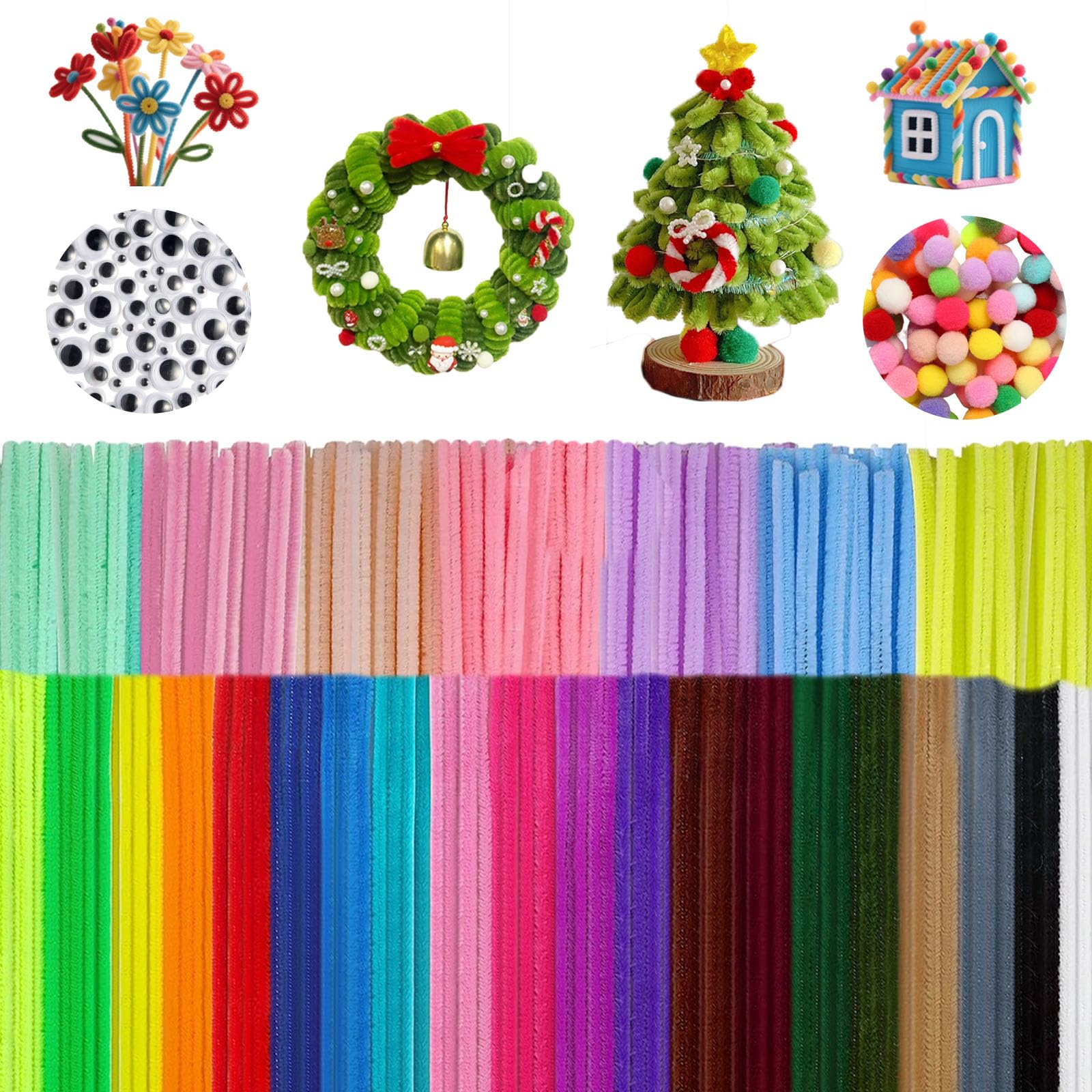 Sachet de 200 pompons pastel assortis