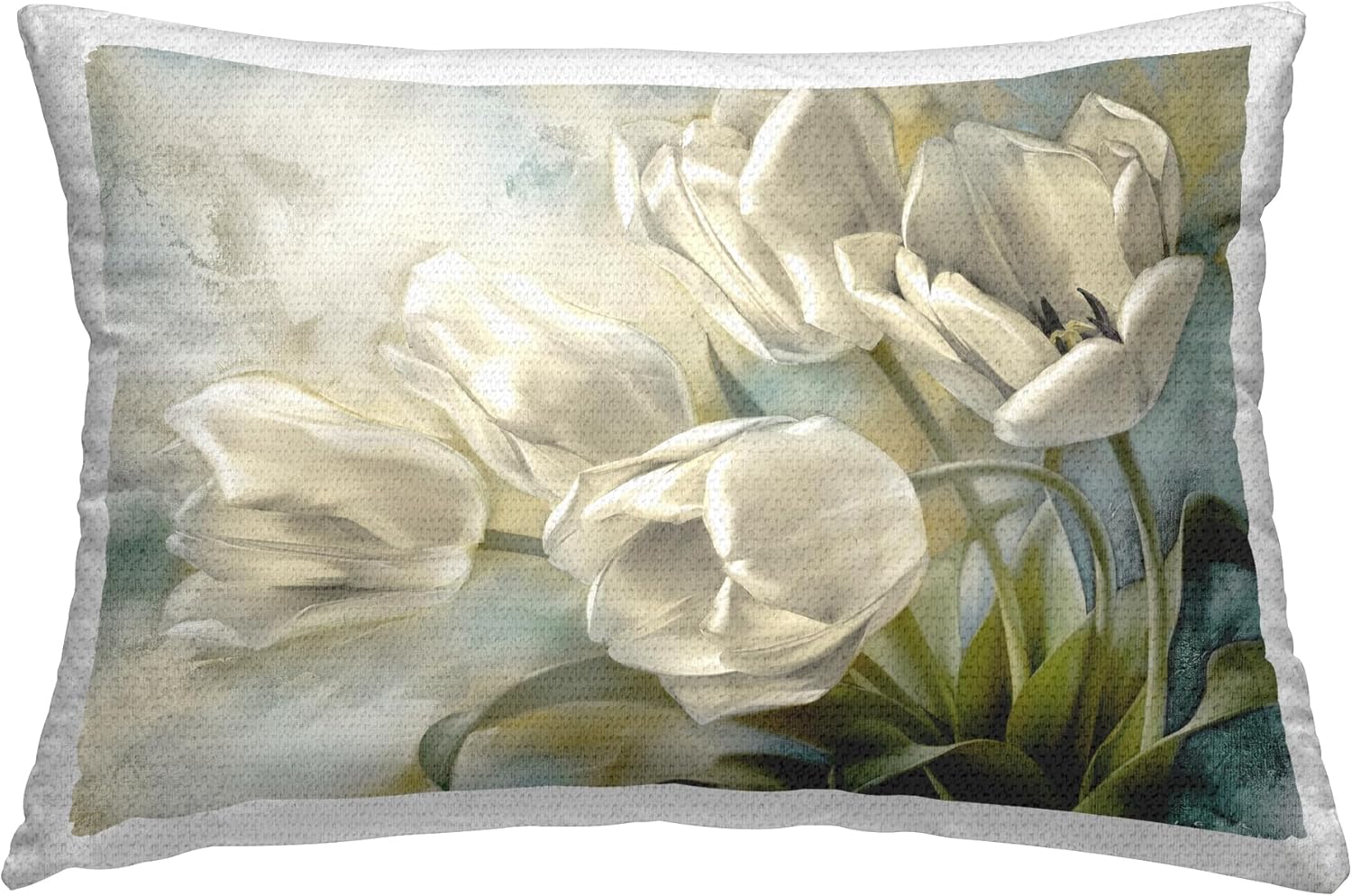Stupell Industries Curling Tulip Blooms Design by Igor Levashov Outdoor Printed Throw Pillow, 14 x 7 x 20, Off- White