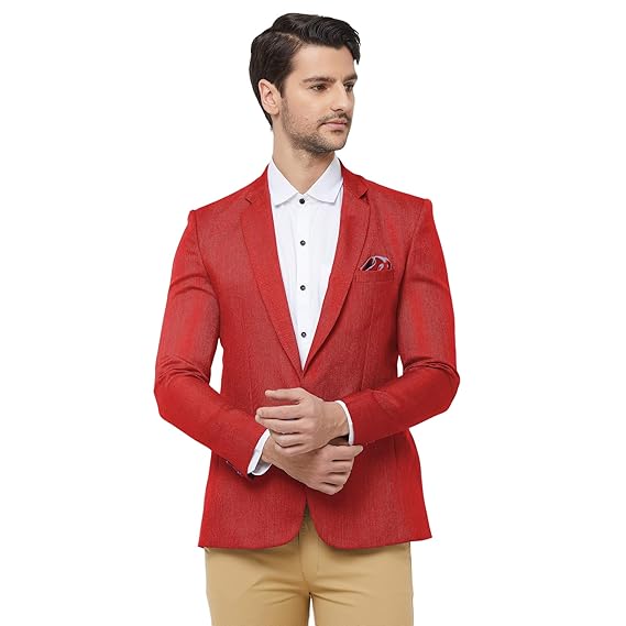 red linen blazer