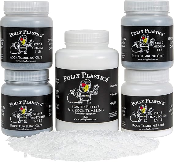 Polly Plastics Rock Tumbler Tumbling Media Grit Kit & Plastic Filler in