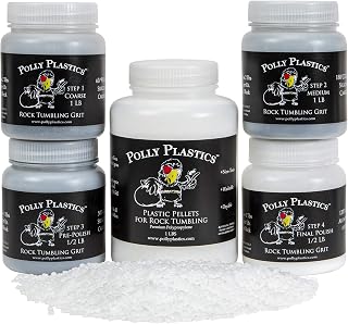 Polly Plastics Rock Tumbler Tumbling Media Grit Kit & Plastic Filler Pellets