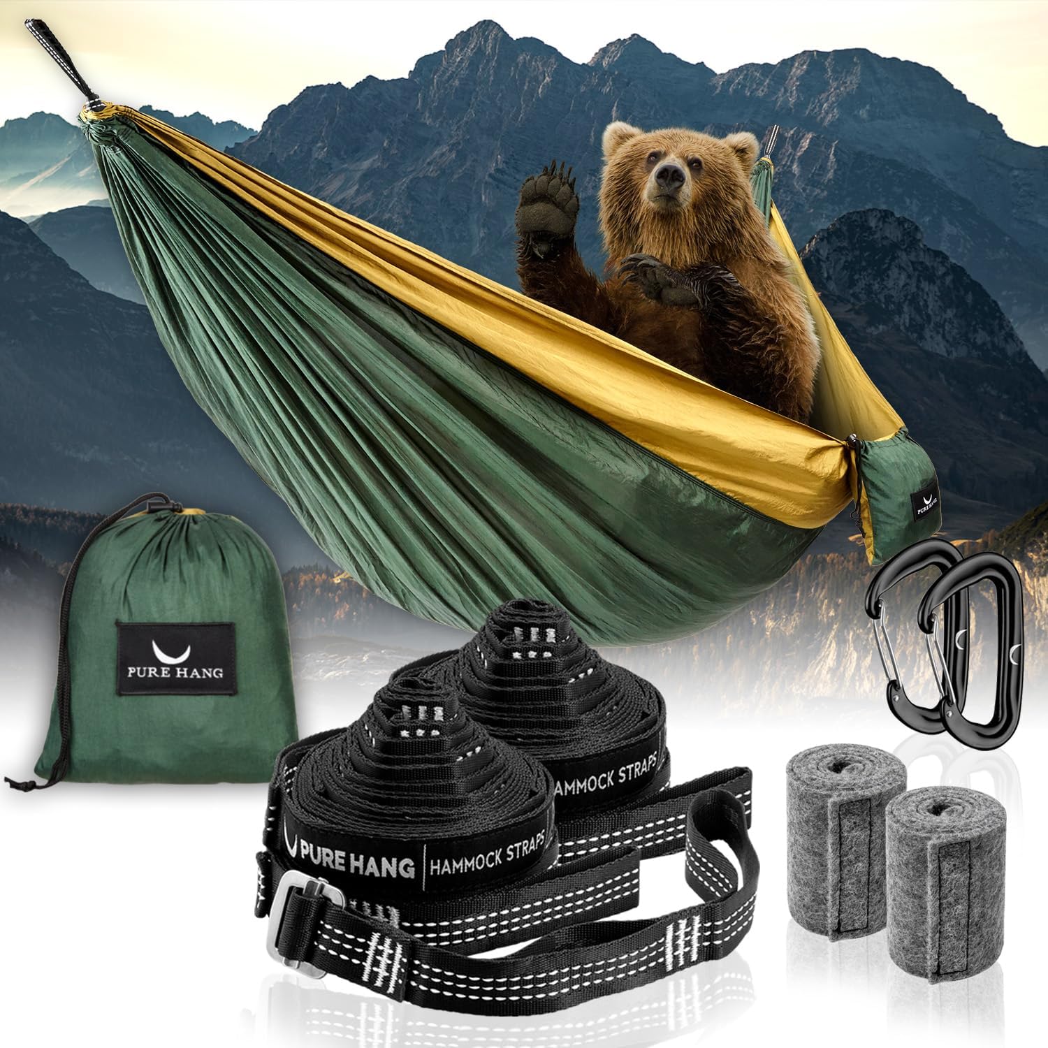 PURE HANG Premium XXL Hammock Double Camping Outdoor - Lightweight Nylon Portable 2 - 4 person - Strongest Parachute Hammock Backpacking Garden Hiking Travel Beach Yard