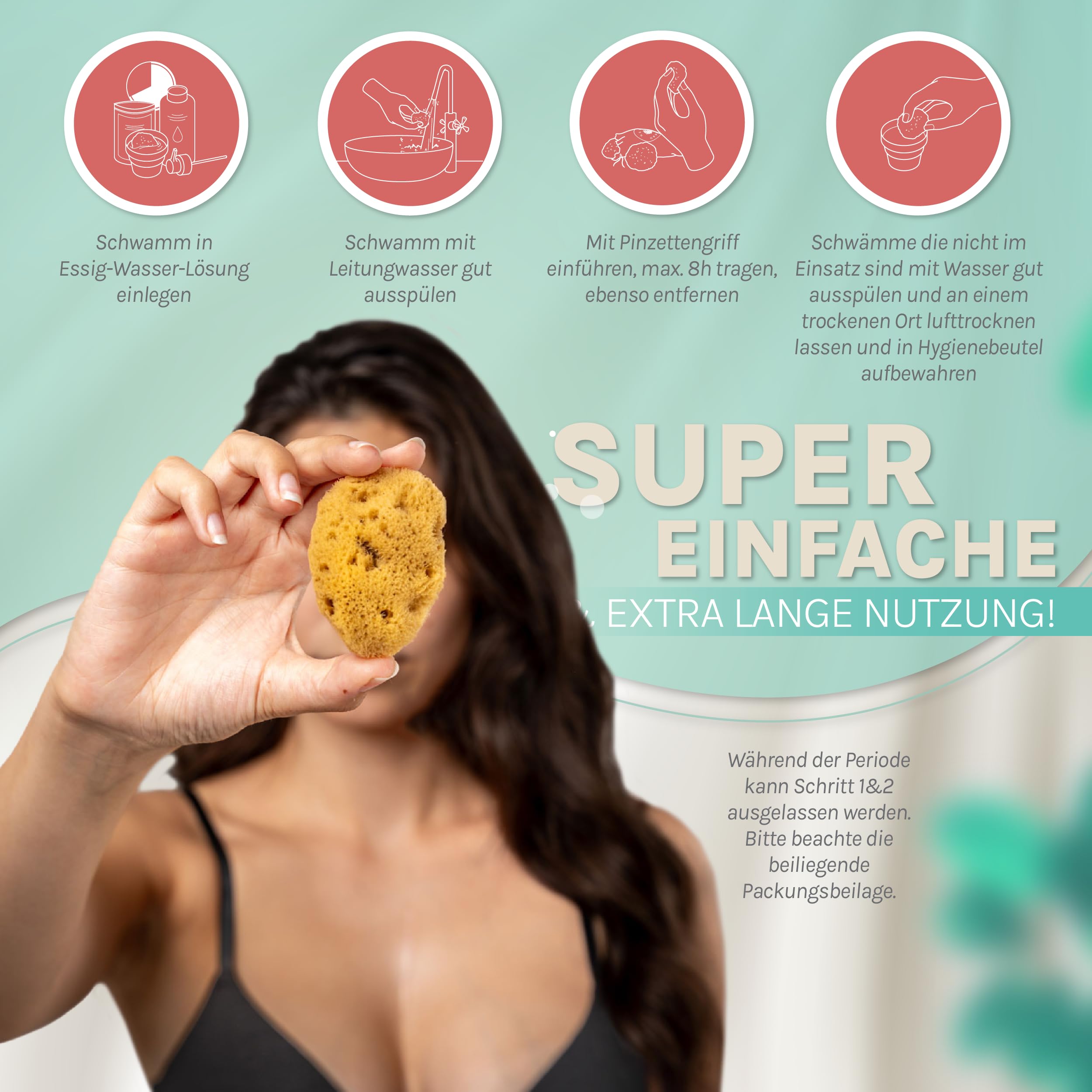 Menstruationsschwamm | Alternative zum Soft Tampon | Naturschwamm als Perioden-Schwamm | wiederverwendbar | 3xM