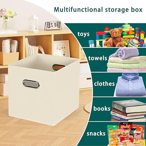 Miniatura 3 de Cubos de almacenamiento plegables negros, caja de almacenamiento de tela, cestas organizadoras con asas dobles para organizador del hogar, juego de