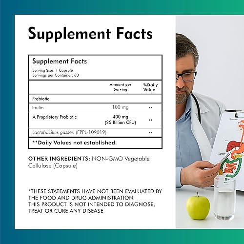 Miniatura 3 de Lactobacillus gasseri Probotics Bacterias para mujeres y hombres con 25 mil millones de UFC, ayuda a la regulación inmunológica, ayuda a prevenir