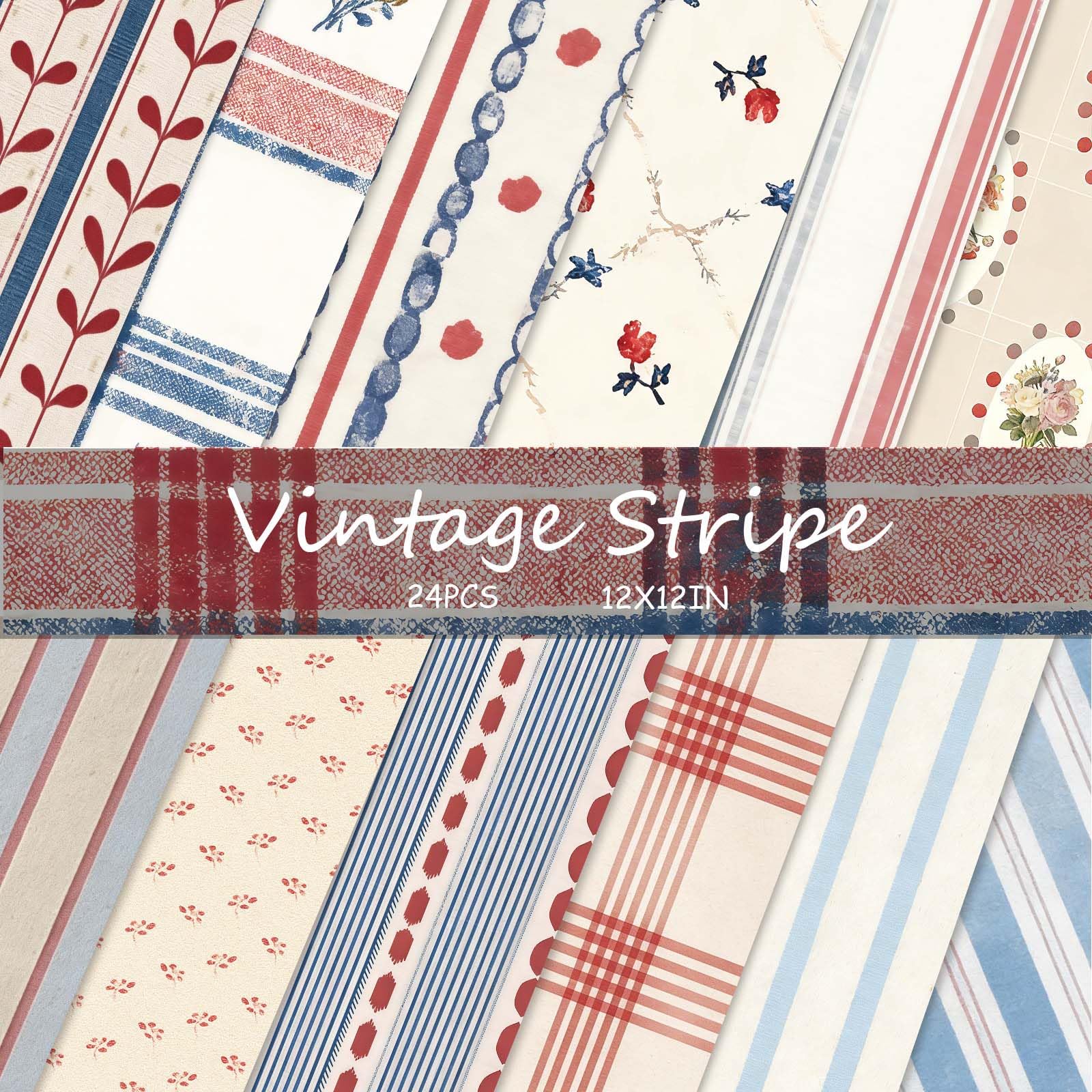 24 hojas de papel para álbumes de recortes, papel vintage de 12 x 12 pulgadas, papel de decoupage de una sola cara para diseños de álbumes de recortes, álbumes de fotos, fabricación de tarjetas y