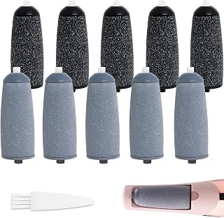 10 Pack Replacement Roller Refills Compatible with Finishing Touch Flawless Pedi Electric Tool File Include a Cleaning Brush (5 Coarse & 5 Fine Rollers)