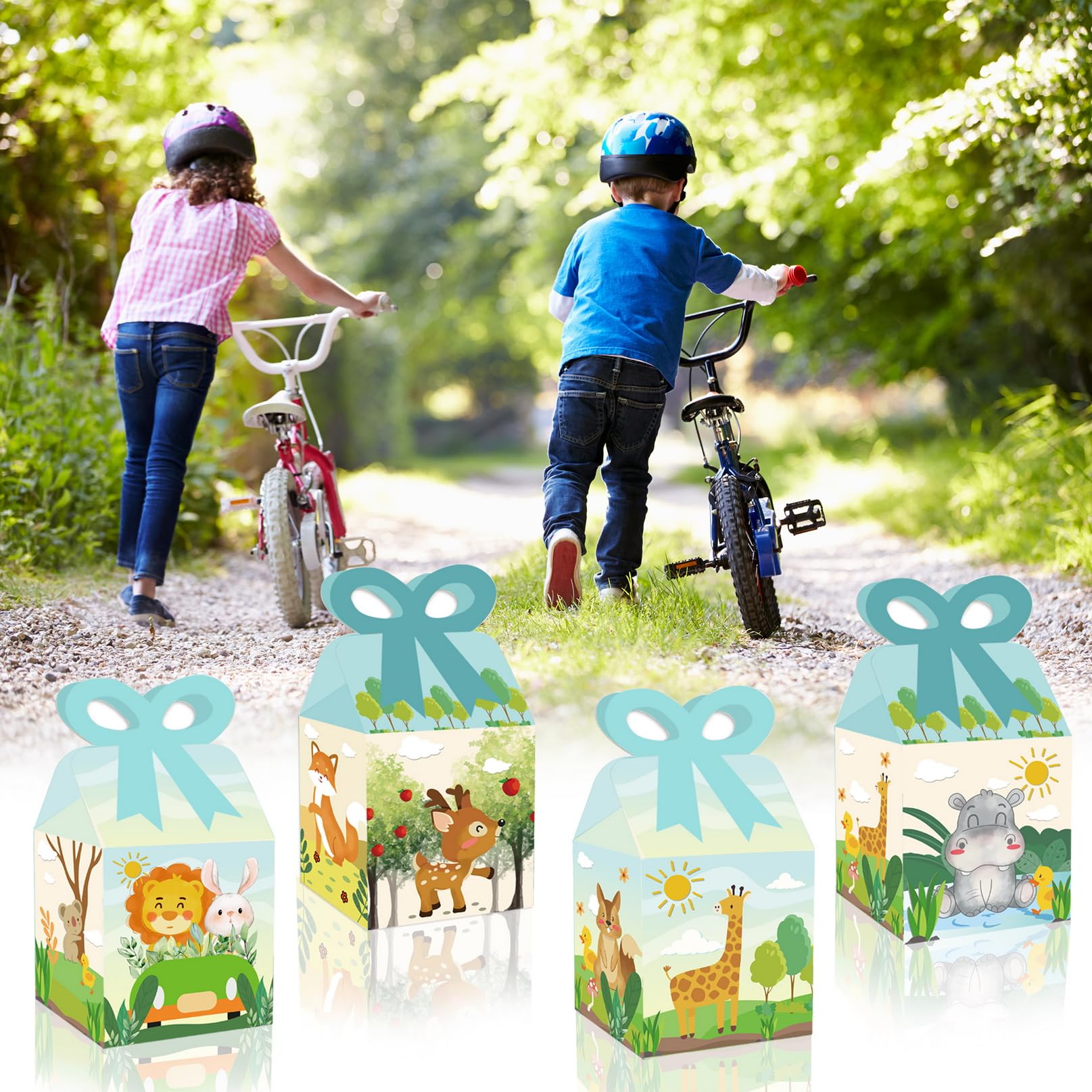 12 Scatole Regalo A Tema Giungla Con Animali | 16x9,5x9,5 Cm | In Cartone Ecologico | Per Bomboniere, Caramelle, Biscotti E Piccoli Regali