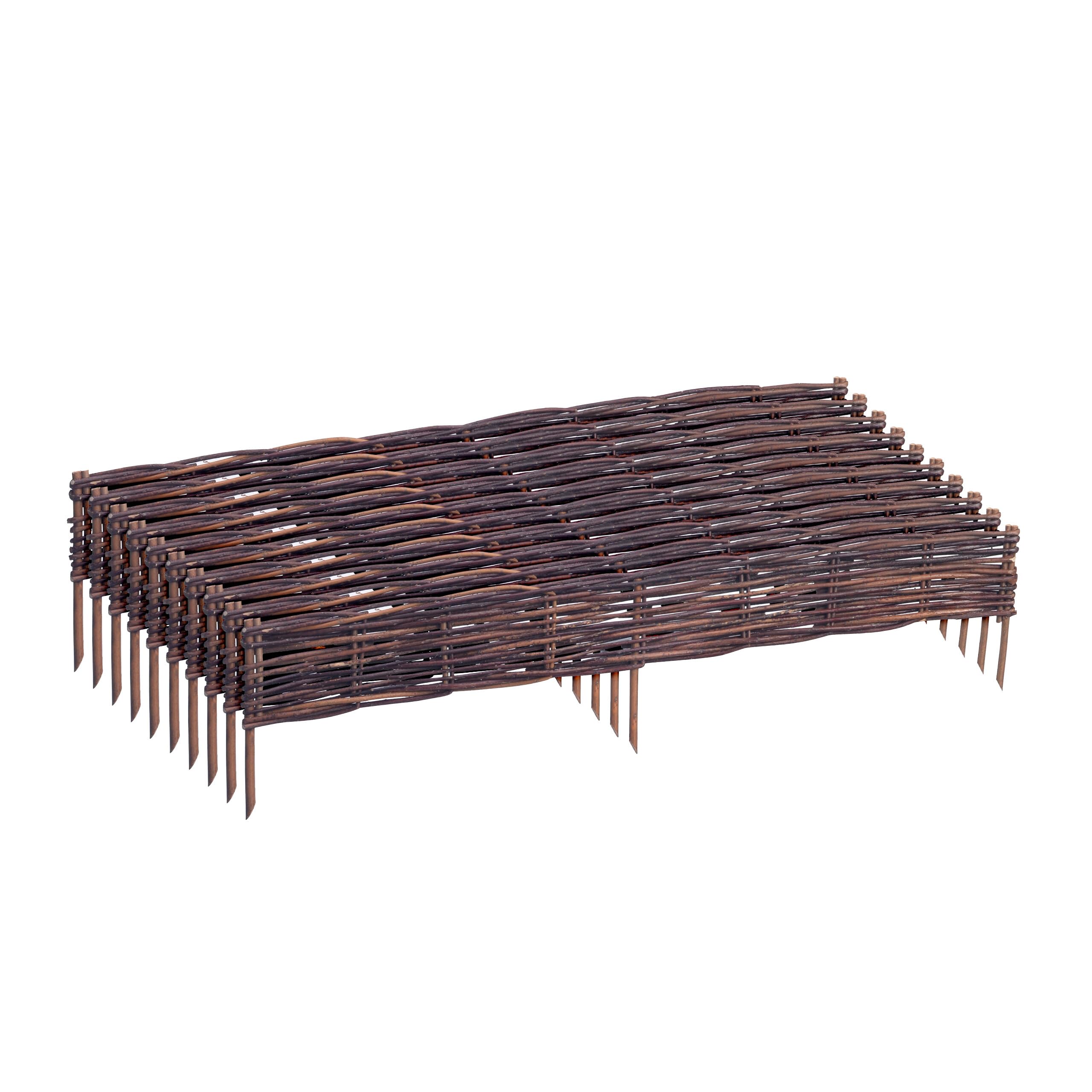 Relaxdays Willow Flowerbed Edging Set of 10, 10 x 100 cm, Push-in, Low, Brown