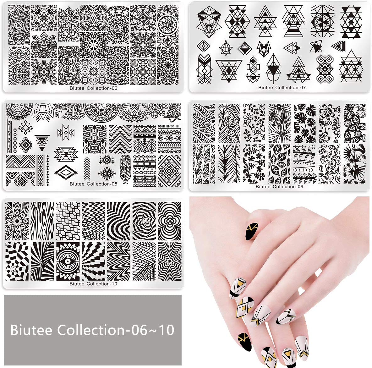 Biutee Nail Art Stamping Placas 19 Uñas Manicura Estampado Plantilla