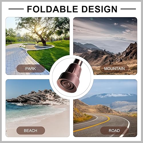 Miniatura 6 de SPRING SEAON Bastón plegable para hombres y mujeres, ligero, ajustable con mango cómodo, bastón plegable compacto y portátil para viajes y uso diario