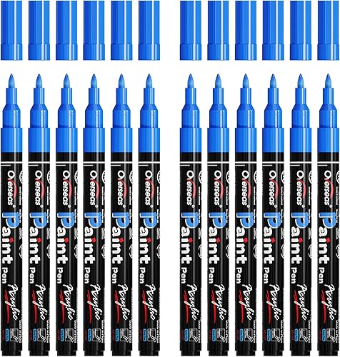 Miniatura 13 de Marcadores de Pintura Overseas - Marcadores Permanentes Blancos de Pintura Acrílica, Juego de 12, a Base de Agua, Impermeables, Punta Extrafina de