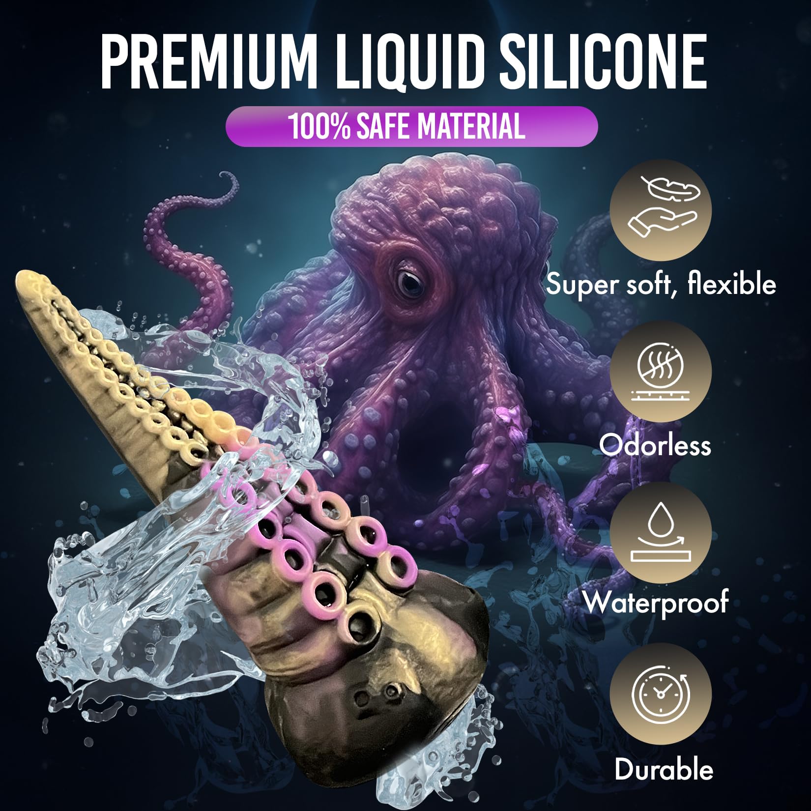 Tentacle Dildo for Women & Men 6.5" Adult Sex Toy Realistic Monster Dildos with Strong Suction Cup Liquid Silicone Fantasy Anal Plug Prostate Massager for Hands-Free Play Dragon Dildo for G Spot, Anal: Tidal Touch