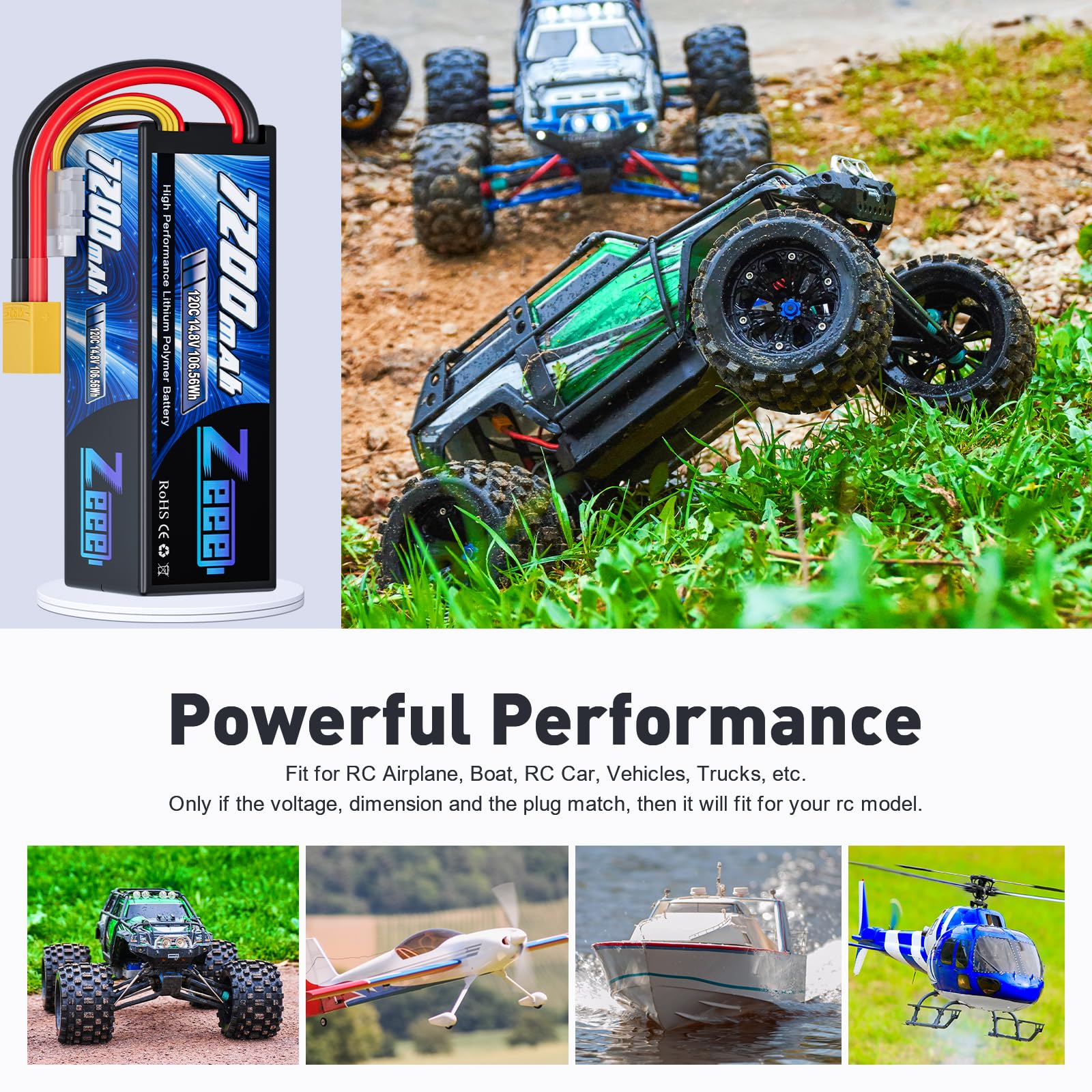 Zeee 4S Lipo - Batería de 6500 mAh 14,8 V 80 C 4S para RC Evader Bx Auto Truck LKW Truggy RC Hobby Zeee 4S Lipo - Batería de 6500 mAh 14,8 V 80 C 4S para RC Evader Bx Auto Truck LKW Truggy RC Hobby