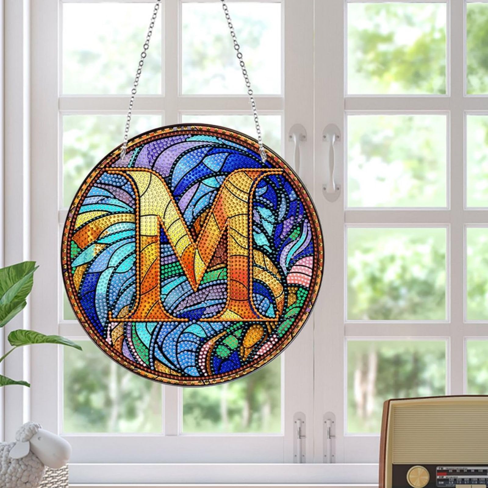DIY Diamond Painting Pendentif avec chaîne, Couronne de peinture diamant 5D Kits de décoration murale pour fenêtre mur entrée jardin Decor-37 DIY Diamond Painting Pendentif avec chaîne, Couronne de peinture diamant 5D Kits de décoration murale pour fenêtre mur entrée jardin Decor-37