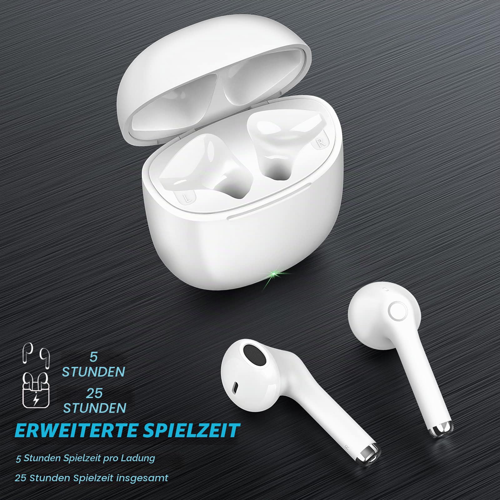 yobola Bluetooth Kopfhörer In Ear, Kopfhörer Kabellos Bluetooth 5.1 HiFi Stereoklang, IPX5 Wasserdicht Kabellose Kopfhörer Touch Control, Wireless Kopfhörer, Eingebautes Mikrofon, für Apple AirPods