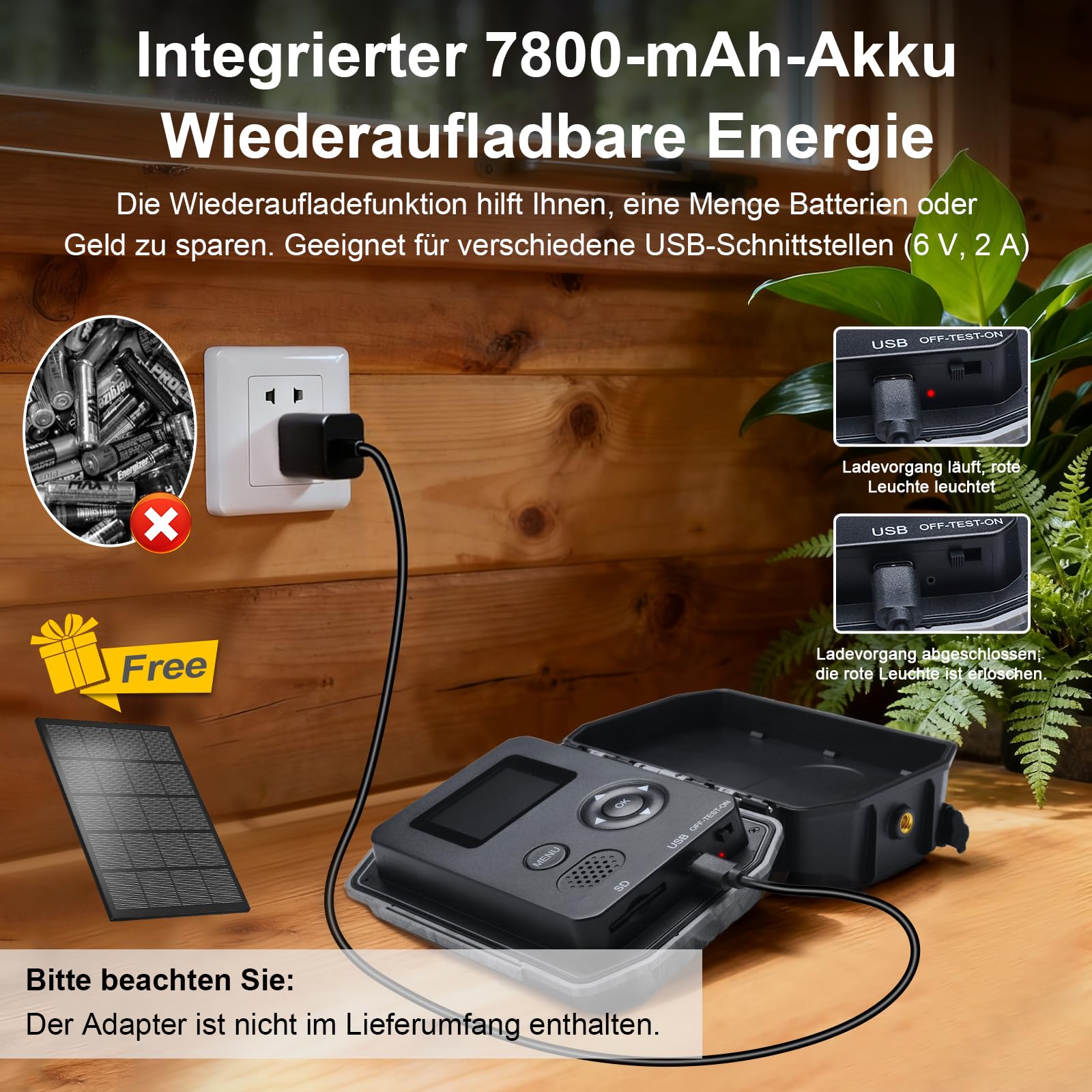 Lutranstra 5KB Wildkamera mit Handyübertragung App, 5K/64MP HD, 7800mAh Akku, Infrarot, Nachtsicht, IP66