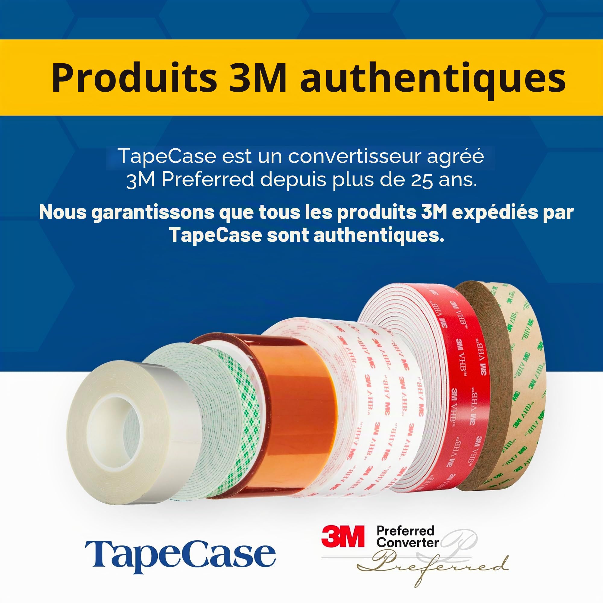 Tapecase 467 MP 25,4 cm X 54,9 m haute performance ruban adhésif transfert, Converti à partir de 3 m 467 MP, 25,4 cm X 54,9 m Rouleau