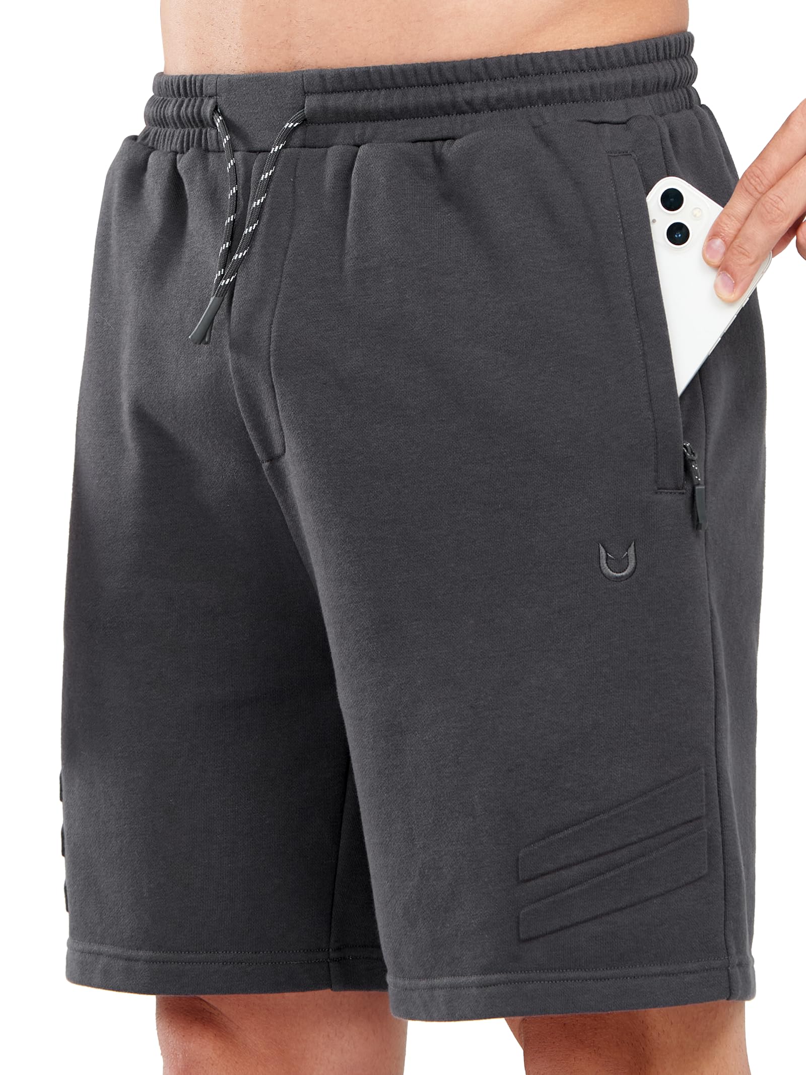 NORTHYARD Herren-Sweatshorts aus Baumwolle, sportlich, mit Reißverschlusstaschen, 17,8 cm, Workout, Fitnessstudio, Lounge für Herren