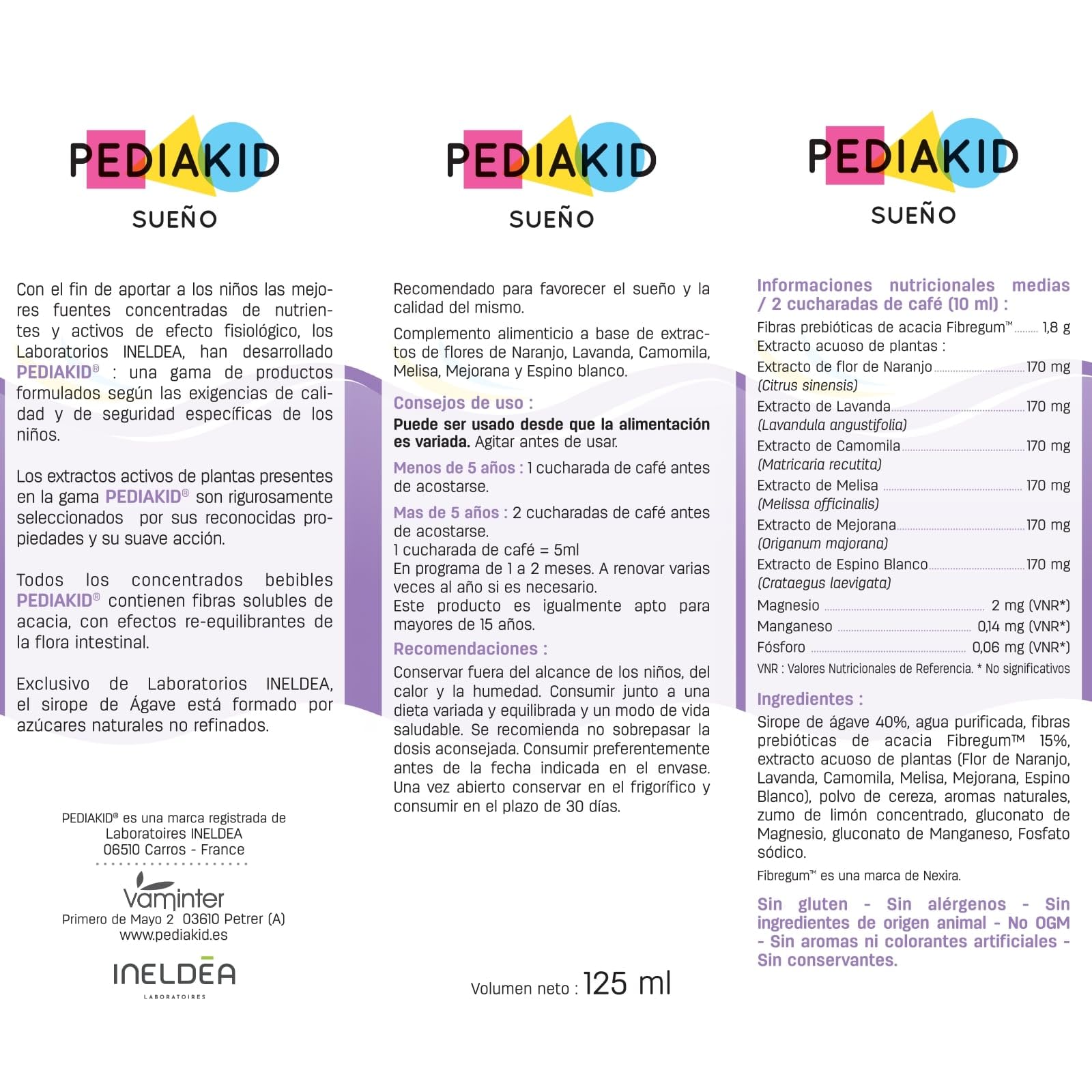 PEDIAKID Sueño Complemento Alimenticio Jarabe de Agave Lote 3