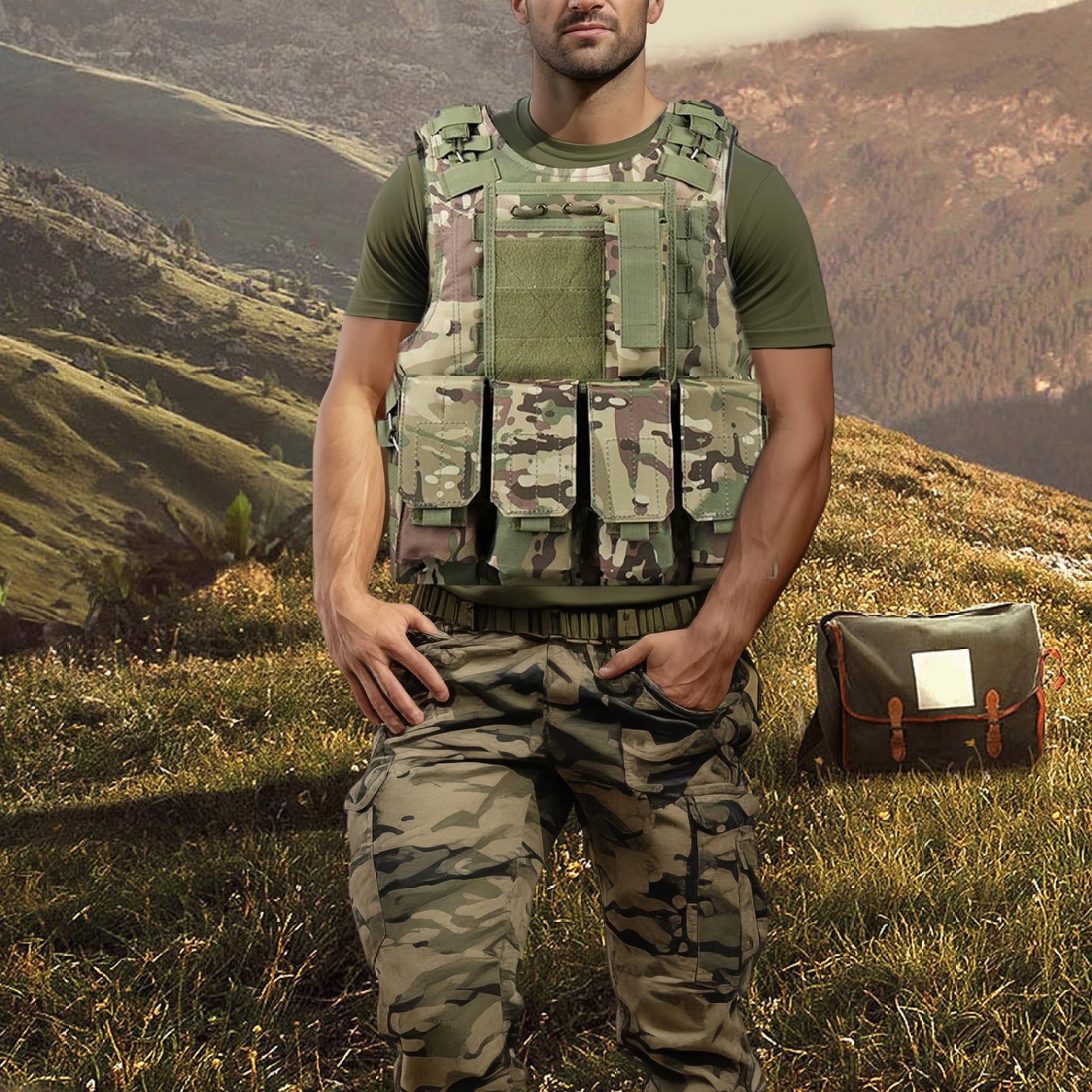 Gilet Softair, Gilet Softair Multifunzionale Molle Regolabile Leggero Paintball per Caccia all'aperto, Gioco di Pesca