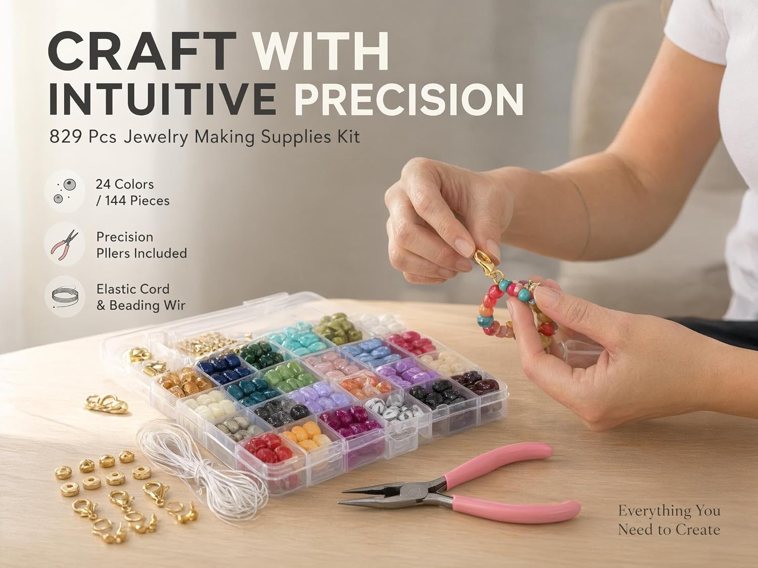 144 Pcs Acrylic Focal Beads for Pen Making, 24 Colors Chunky Bubblegum Beads Kit with Gold Spacer Beads, 14mm Large Round Beads for Keychains, Bracelets & DIY Jewelry Making