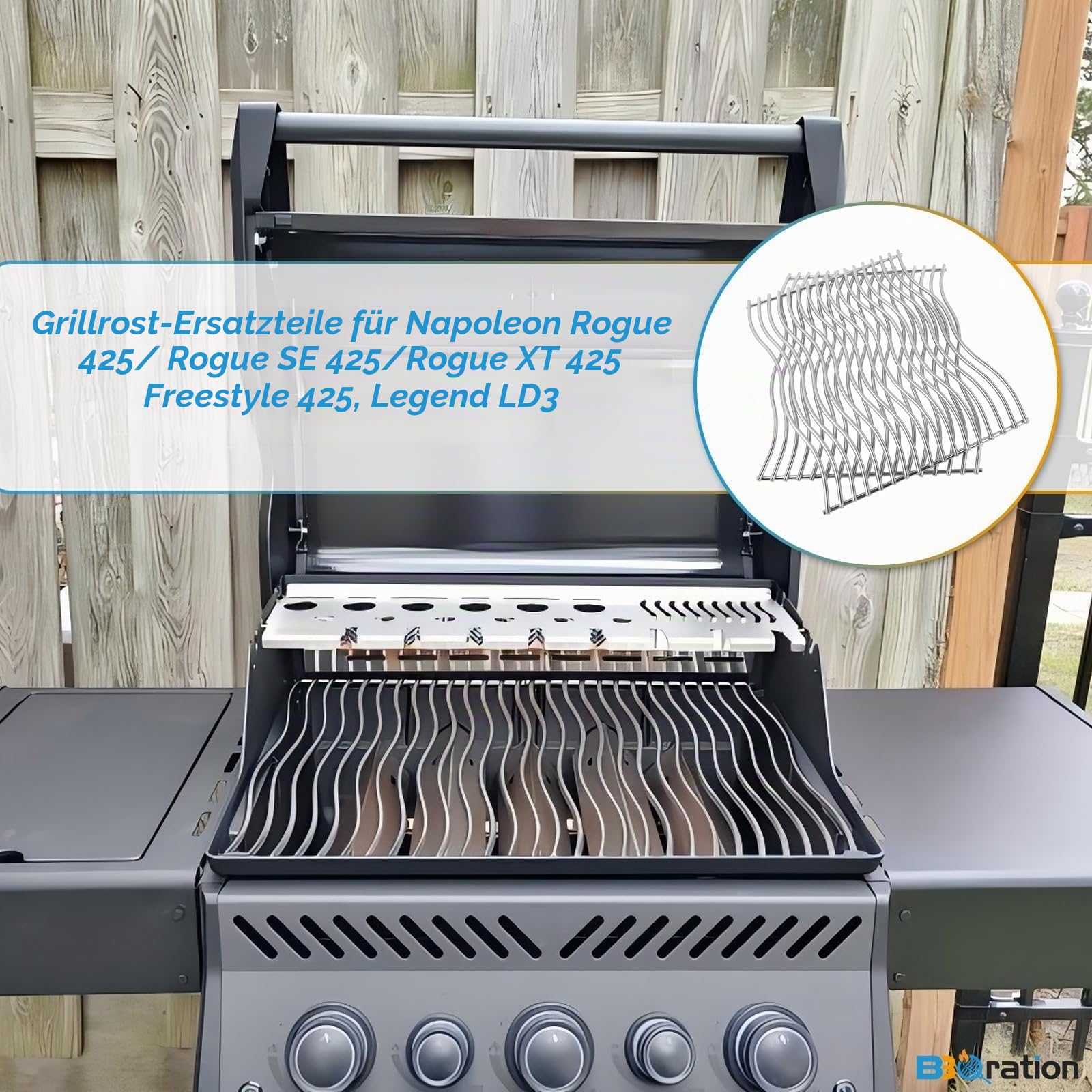 Grillteile für Napoleon Rogue 425 Rogue XT/SE 425, Freestyle 425S Series Grill, 2er-Pack Edelstahl-Grillrost-Ersatzteile für Napoleon Grillzubehör RXT425SIBPK-1 R425PK-1