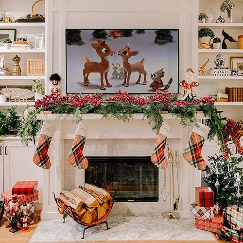 Miniatura 5 de Lvydec Guirnalda de bayas rojas para decoración navideña, guirnalda artificial de bayas rojas de 6 pies con tallos flexibles para decoración