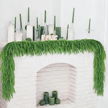 MEILIDY Christmas Norfolk Pine Garland, Real Touch Winter Evergreen Greenery Garland Realistic Artificial for Indoor Outdoor Christmas Decorations, 6 FT, 1 Pcs