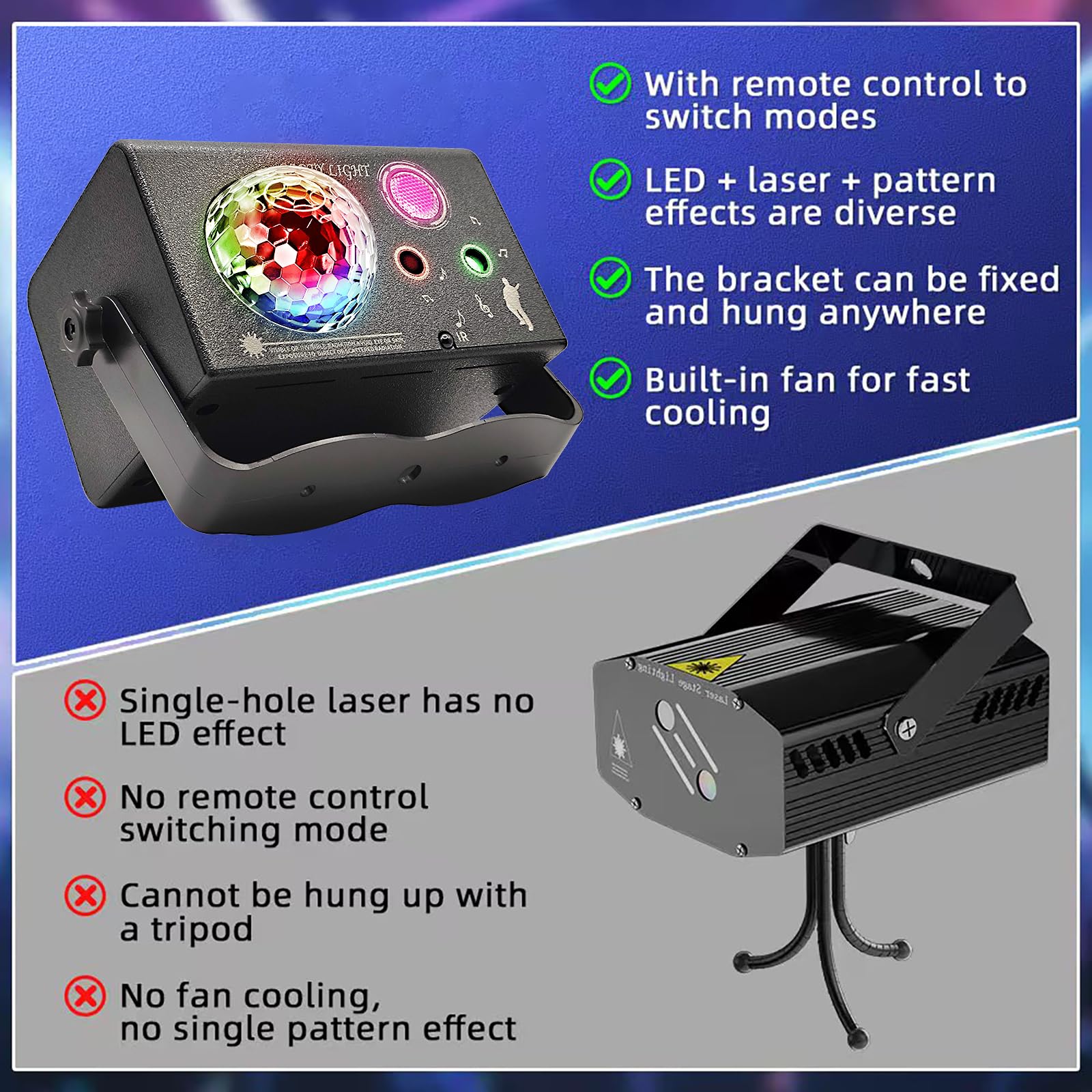 Disco Laser Lights Projector for Party: Sound Activated Dance Floor Light Disco Ball Lamp DJ Lazer Show Music Sync LED Club Strobe for Karaoke Indoor Outdoor Halloween Rave Kids Decorations