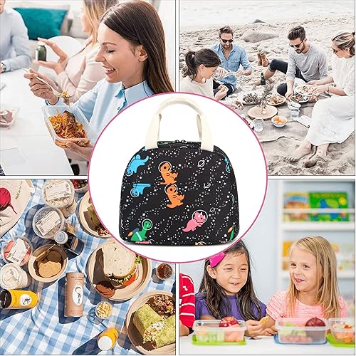 Miniatura 5 de Bolsa de almuerzo para mujeres y niñas, lonchera reutilizable con aislamiento térmico para adultos y niños, trabajo, escuela, picnic, playa
