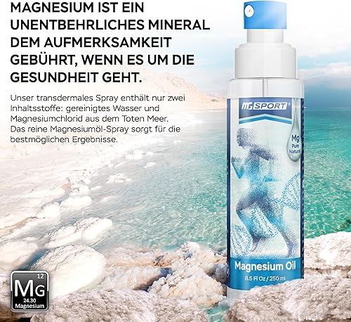 Miniatura 6 de Spray de aceite de magnesio puro – 8.5 onzas líquidas – Cloruro de magnesio 100% puro de alta absorción sin conservantes del Mar Muerto y agua