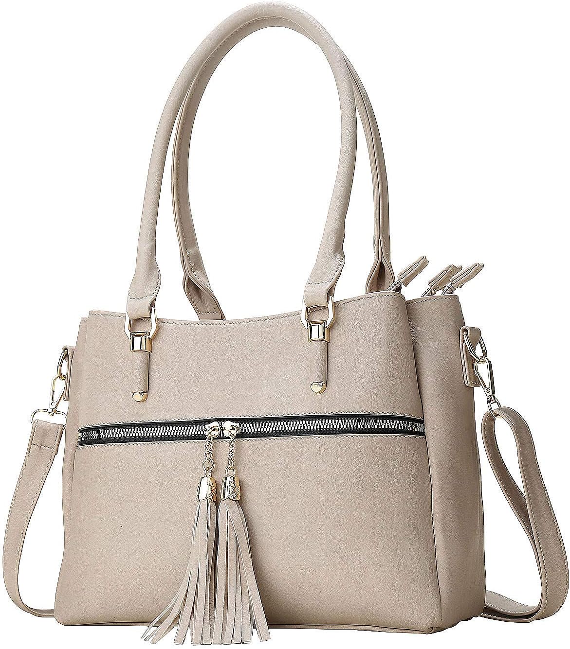 Women Satchel Bags Handle Shoulder Handbags and Purses Pockets Zipper Leather Crossbody Bags …