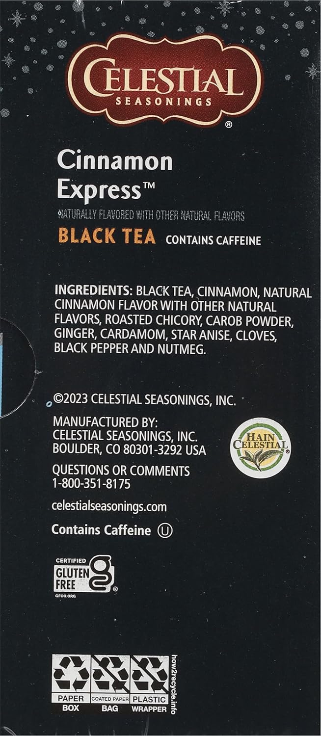 Celestial Seasonings Black Tea, Cinnamon Express, 20 Count (Pack of 6) (Packaging May Vary)