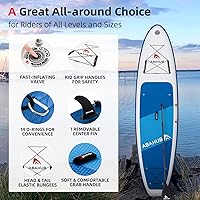 Vista 2 de Abahub SUP inflable, ancho 10 pies 6 pulgadas x 31 pulgadas/34 pulgadas x 10 pies 6 pulgadas, tabla de remo azul con paleta de kayak SUP ajustable
