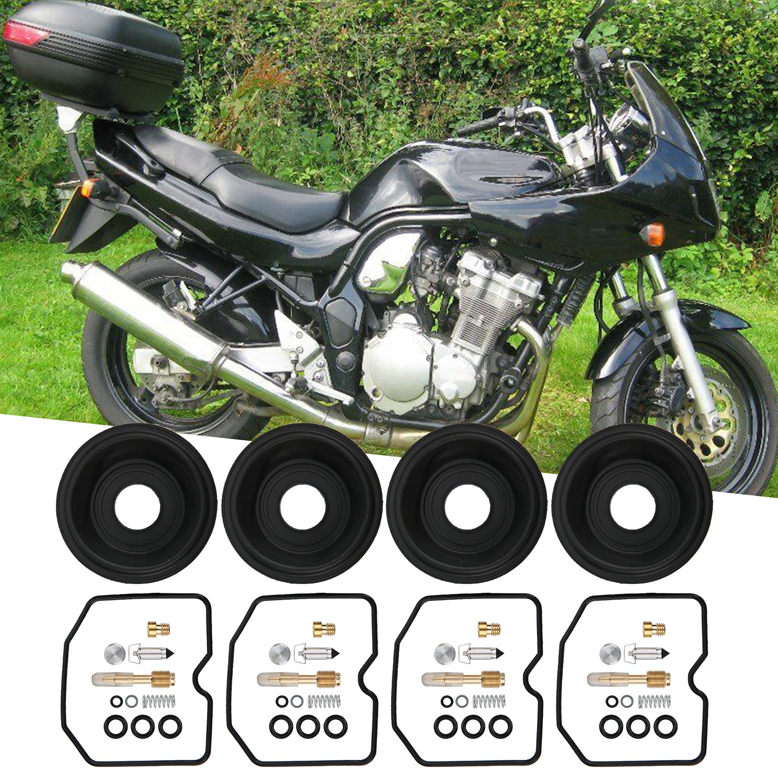 Aramox Zestaw naprawczy gaźnika, 4 zestawy naprawcze gaźnika + metal gumowy zestaw naprawczy odpowiedni dla GSF600S BANDIT 1996-2003