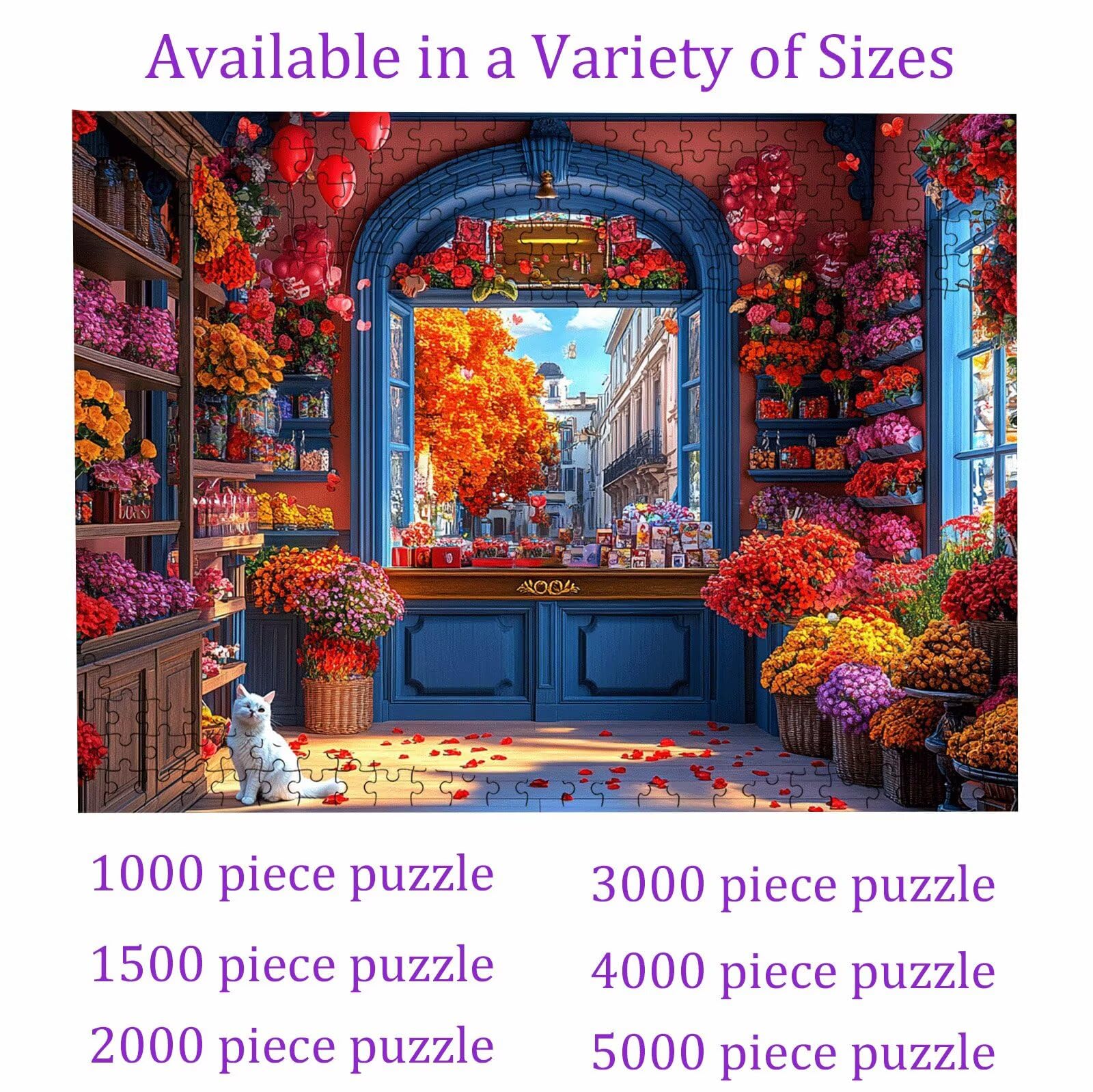 Puzzle 4000 elementów, puzzle 4000 elementów dla dorosłych, trudne puzzle, druk w wysokiej rozdzielczości i jasne kolory, drewniane puzzle ze zwierzętami świeże kwiaty z wykwintnym pudełkiem do