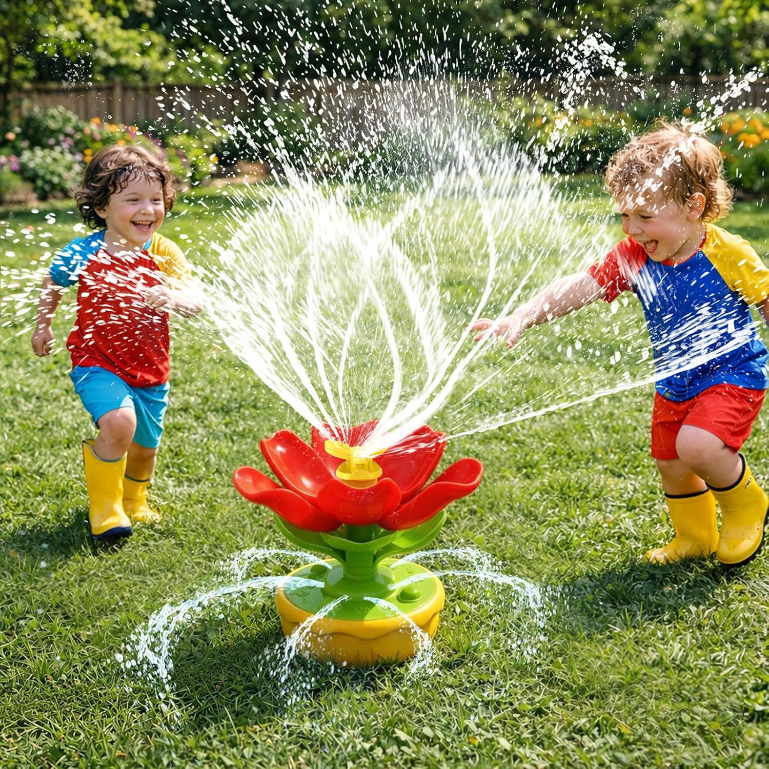 Sprinkler for Kids Outdoor Water Toys: 3 in 1 Flower Toddler Sprinkler Toy, Summer Outside Yard Water Game Toys Attaches to Garden Hose Splashing Fun Toys for 3 4 5 6 7 8 Year Old Boys Girls Gifts thumbnail