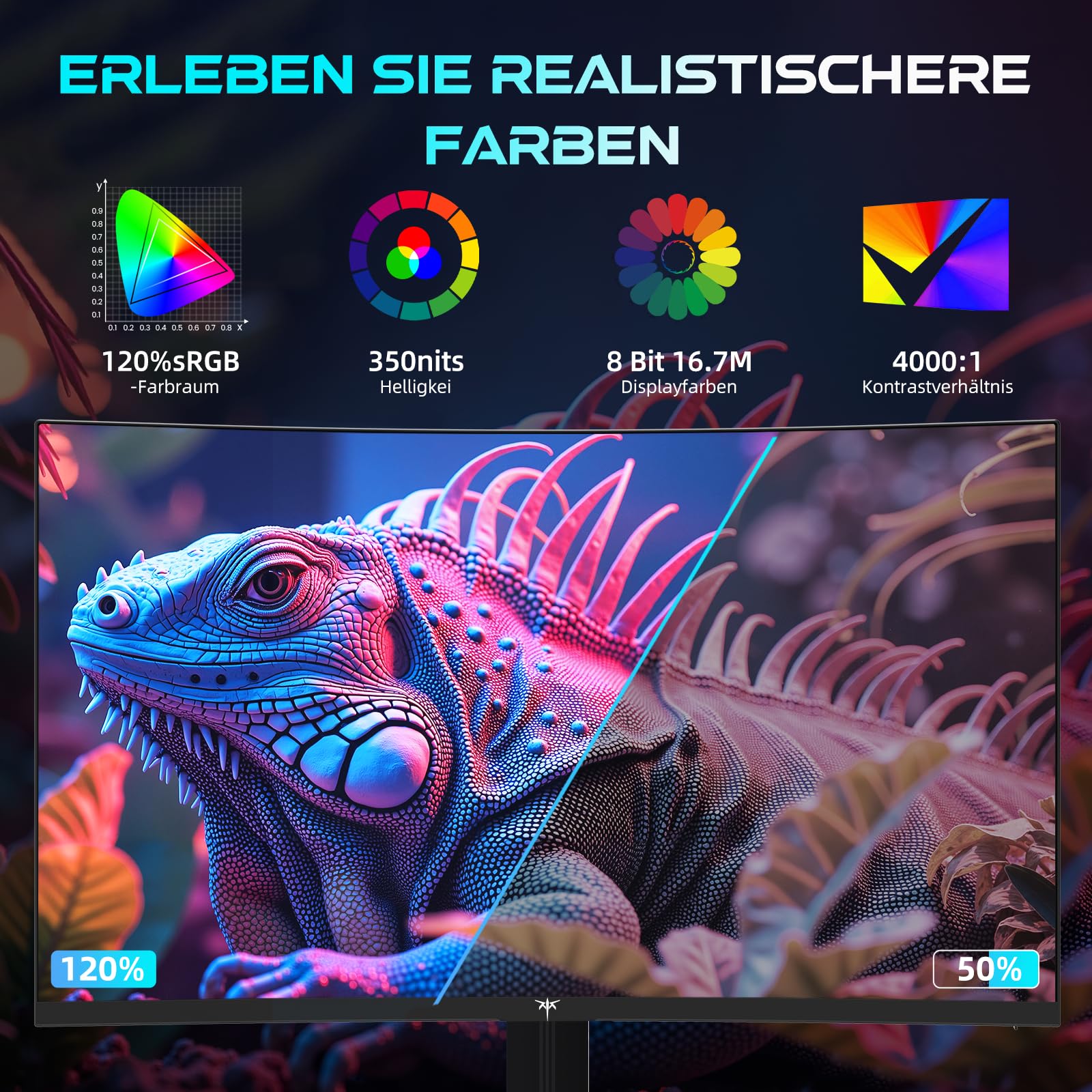 KTC Gaming Monitor Curved 27 Zoll, 180Hz, QHD 2K 2560 x 1440p, 1ms, HDR10, Freesync & G-sync, VA 1500R Rahmenlos Monitore, 120% sRGB, Blaulicht Reduktion PC Bildschirm, DP 180Hz, HDMI 144Hz, H27S17