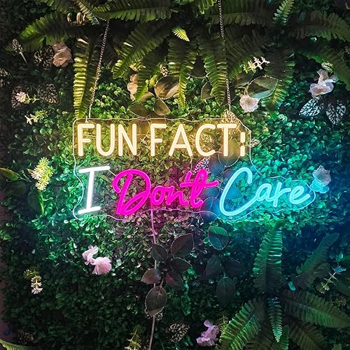 Letrero de neón FUN FACT I Don't Care, letreros de luz de neón LED para decoración de pared, FUN FACT I Don't Care para dormitorio, oficina, bar de