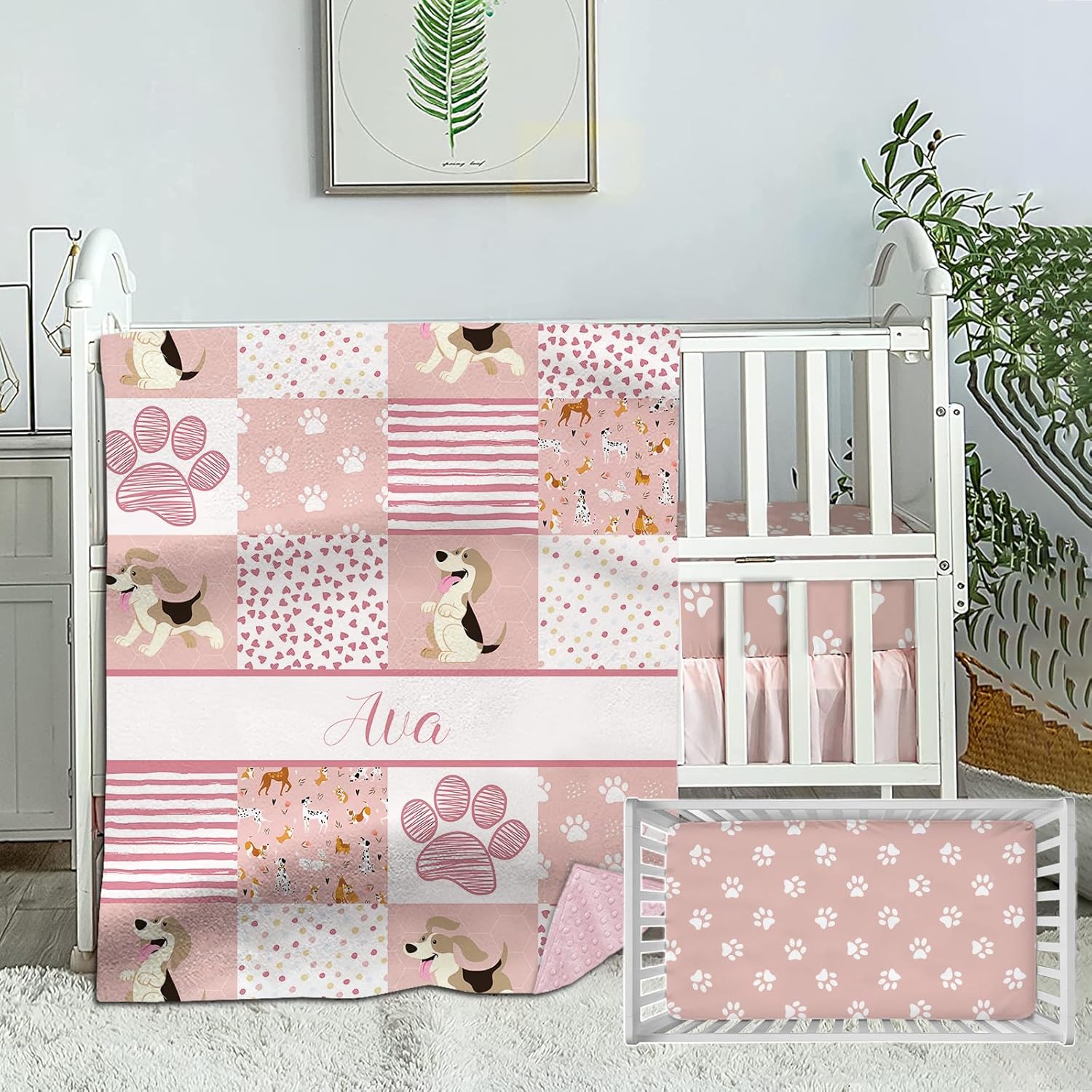 Munific Personalized Crib Bedding Set for Girls, Custom