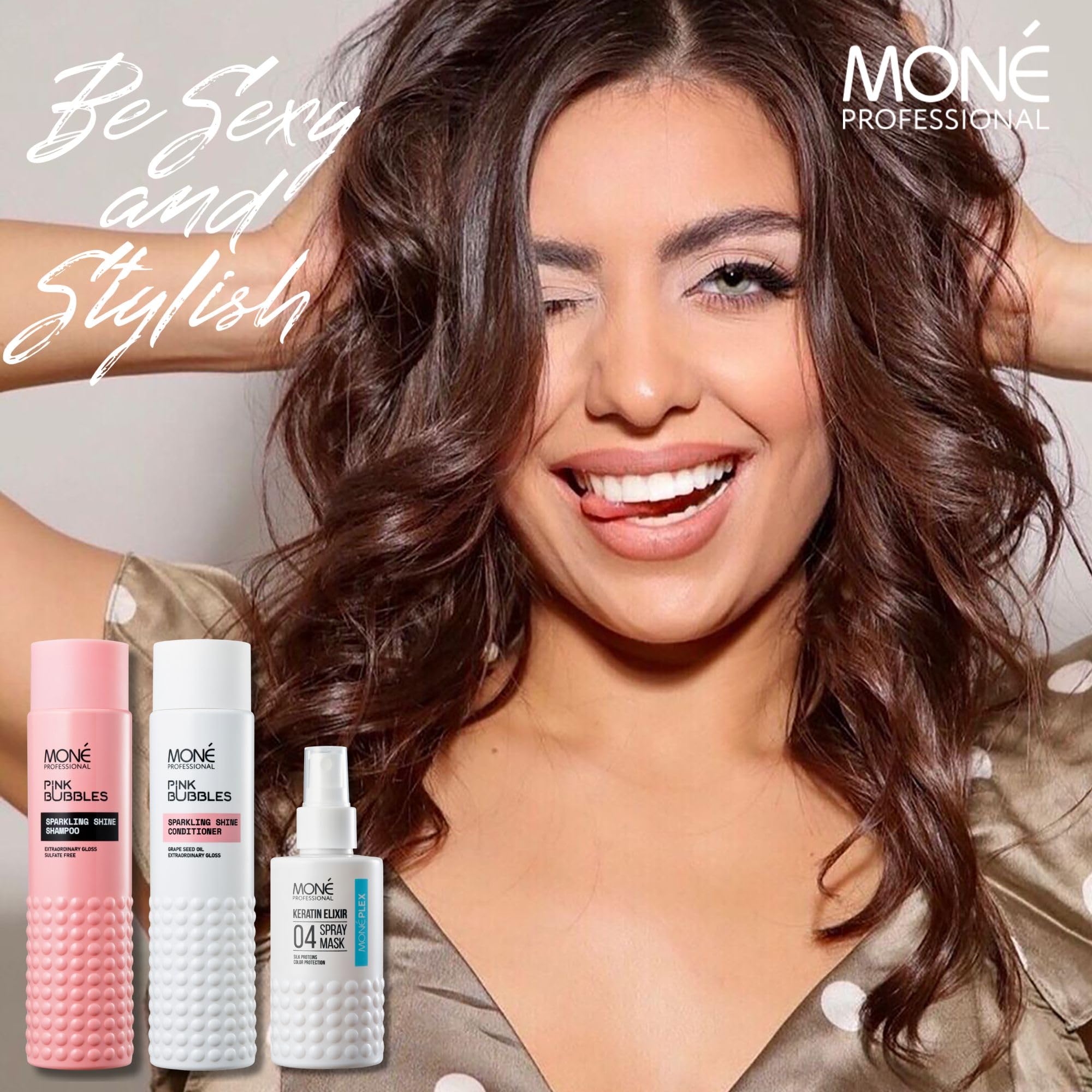 MONÉ PROFESSIONAL - Keratin Leave-in-Conditioner - 10-in-1 - hitzeschutz für haare (Blau + 2 Rosa)