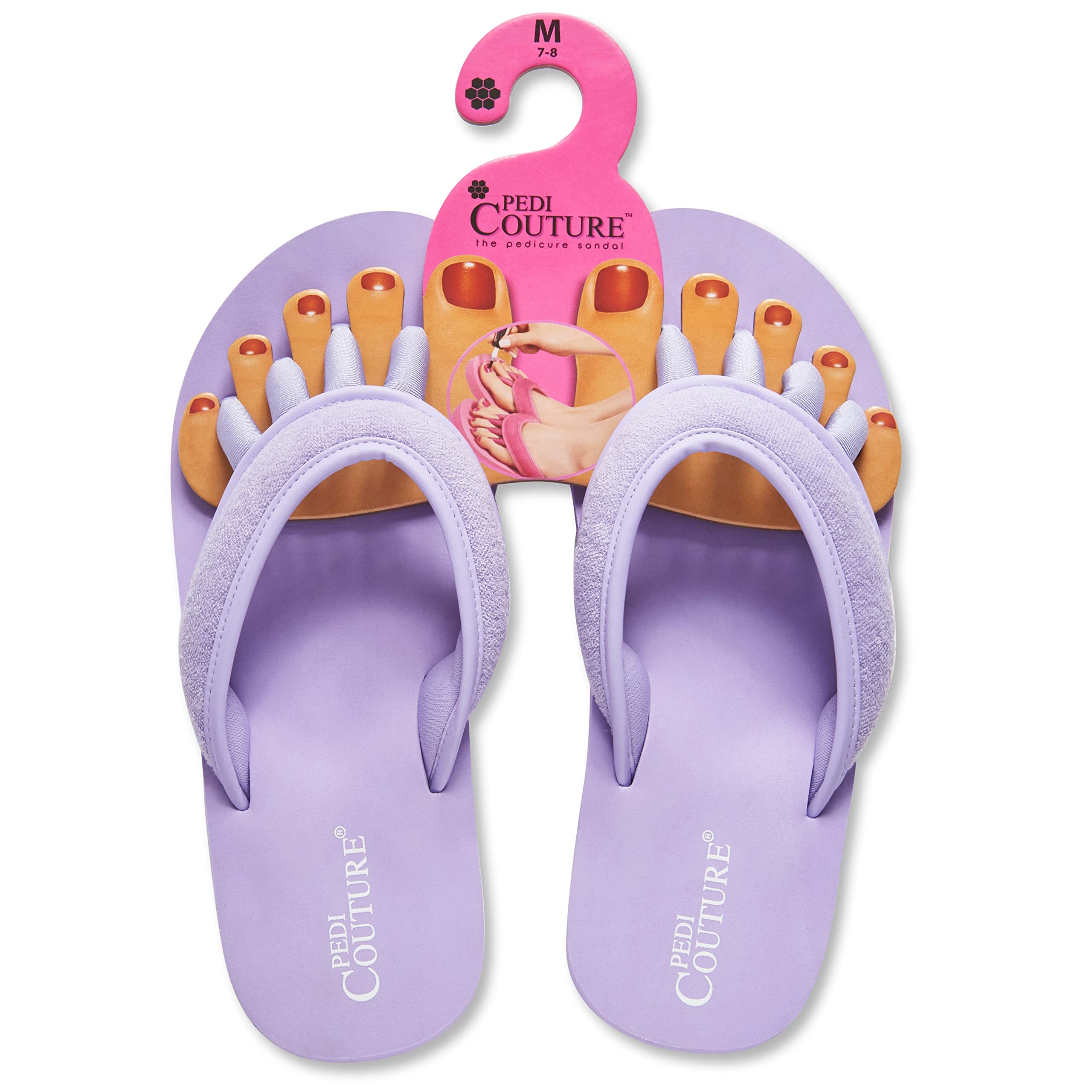 Pedi Couture Pedicure Sandals for Women - Toe Separator Slippers, Purple, X-Large