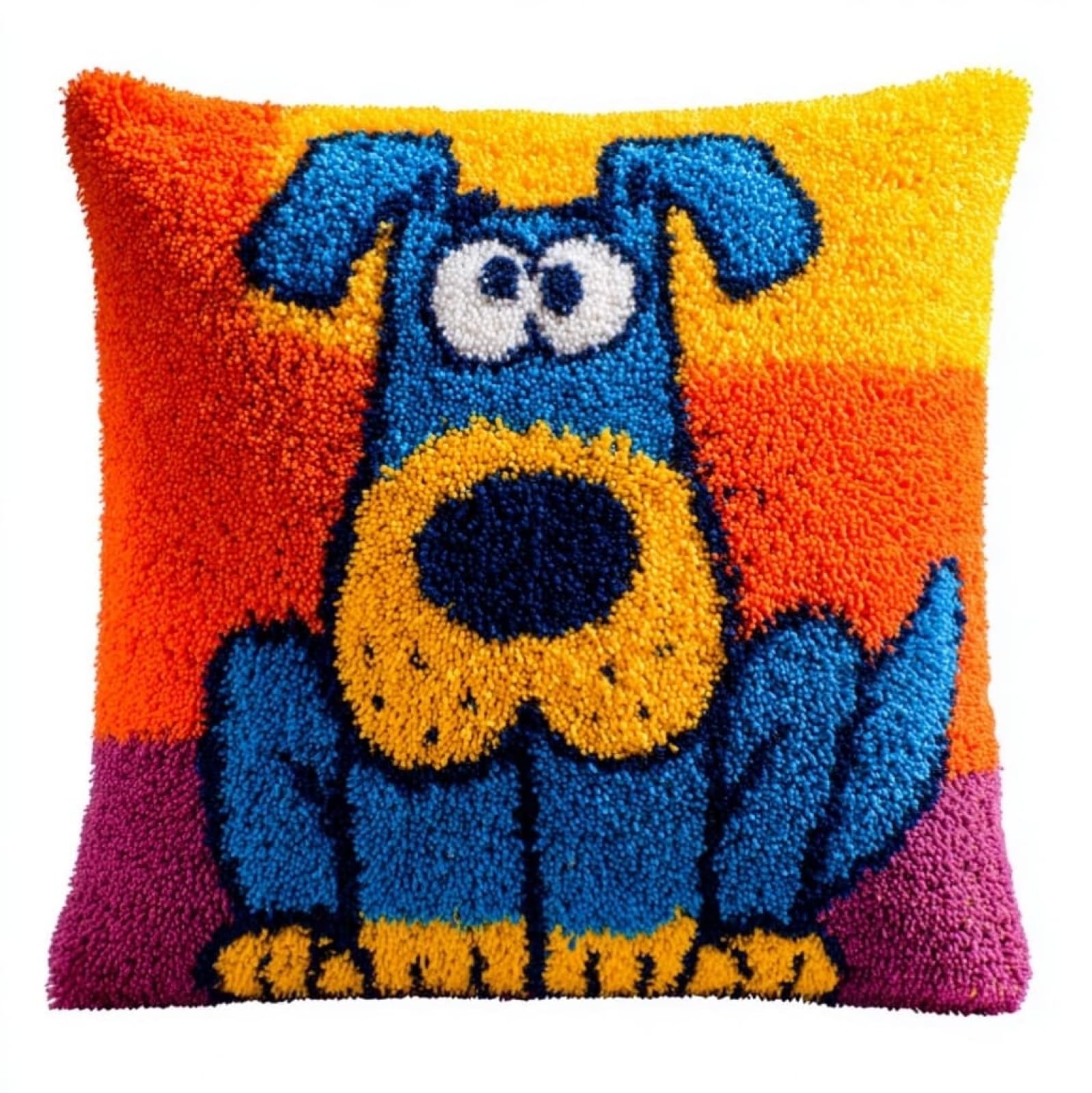 Wallustrioaw Cute Cartoon Dog Latch Hook Pillow Cover Kit,