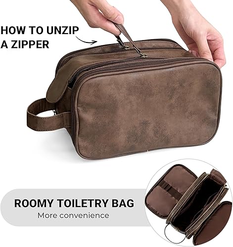 Miniatura 5 de Elviros - Bolsa para artículos de aseo personal para hombre, resistente al agua, organizador de artículos de aseo personal para viajes largos, de