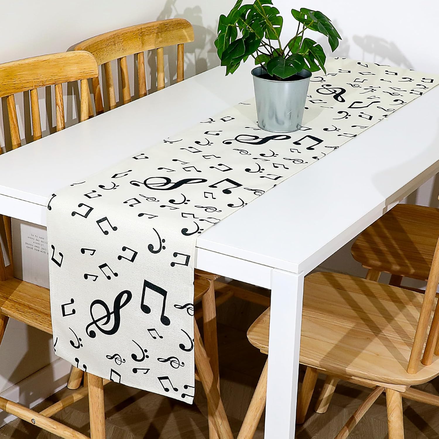 Music Notes Table Runner, 71" x 13" Music Table Cloth Music Decor Reusable Musical Notes Decorations Rectangle Music Themed Party Decorations Music Decorations for Wedding Birthday Party Decoration