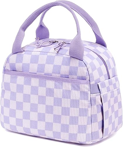 Vista 17 de Bluboon Bolsa de almuerzo para mujer, bonita bolsa de almuerzo de pana con correa para el hombro, reutilizable, aislada, gran capacidad