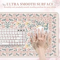 Vista 3 de iCasso Pink Floral Desk Mat, Desk Pad, XXL Large Mouse Pad, Anti-Slip Big Mousepad with Stitched Edges, Computer Mouse Pads for Desktop for