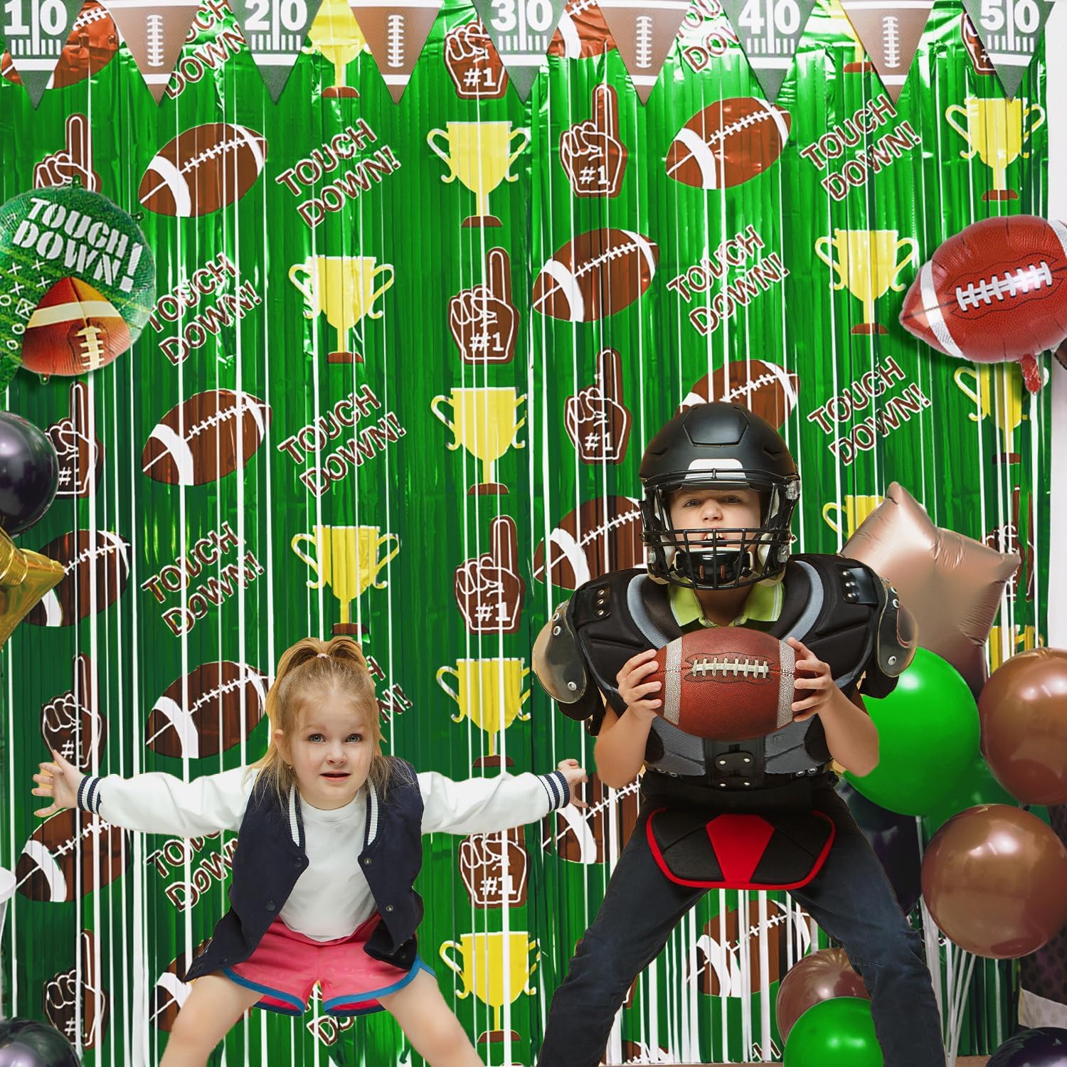Football Party Decorations, 2 Pack Foil Fringe Curtains, Party Backdrop Streamers, Sunday Night Football Game Day Photo Booth Backdrops Party Decorations - Image 3