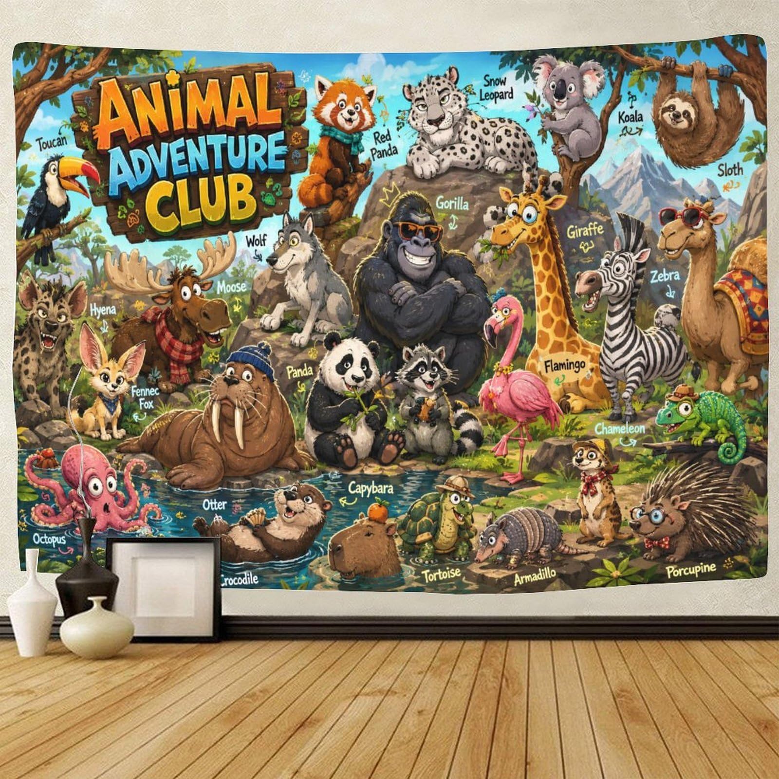 GPMNBCXZK Wild Animals Group Guide Wall Hanging Decor Tapestry for Bedroom 3D Print Tapestries Poster Curtain Living Room Dorm 150cmx200cm